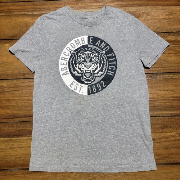 Abercrombie Kids SS Grey Tee Tiger Logo - Size 9/10 - Picture 2 of 5